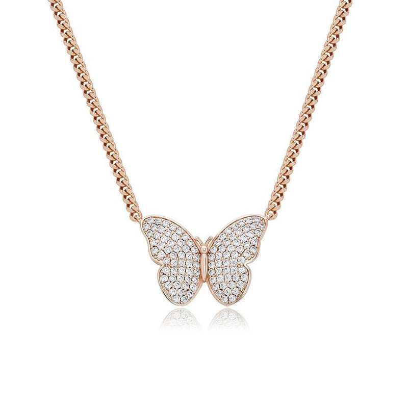 BUTTERFLY MICRO CUBAN NECKLACE 14K - ICECI