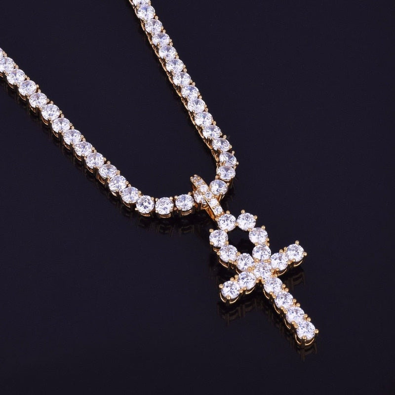 Diamond Ankh Cross Pendant 18K - ICECI