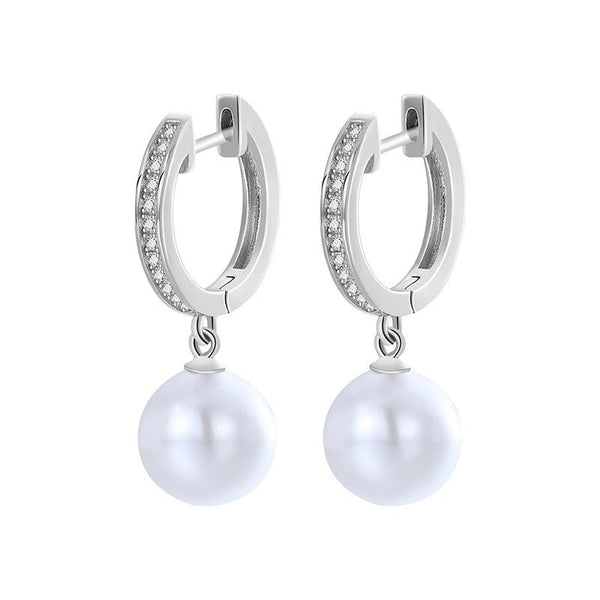 Pearl Drop Earrings 18K x Moissanite - ICECI