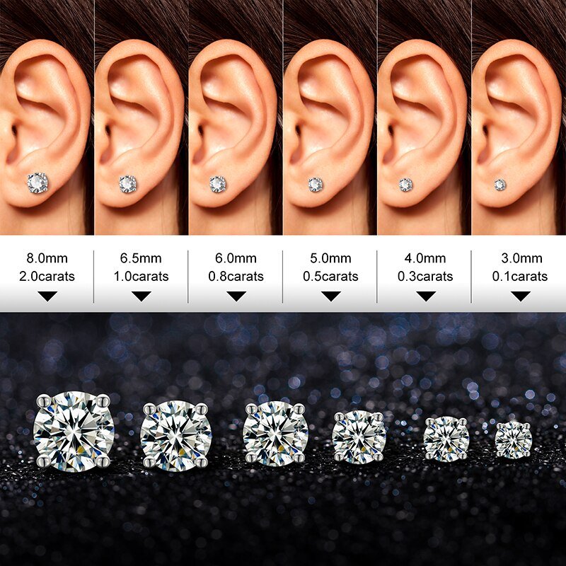 0.1-4ct Diamond Round Stud Earrings 18K x Moissanite - ICECI