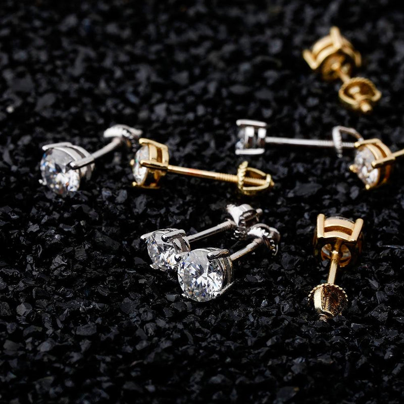 0.1-4ct Diamond Round Stud Earrings 18K x Moissanite - ICECI