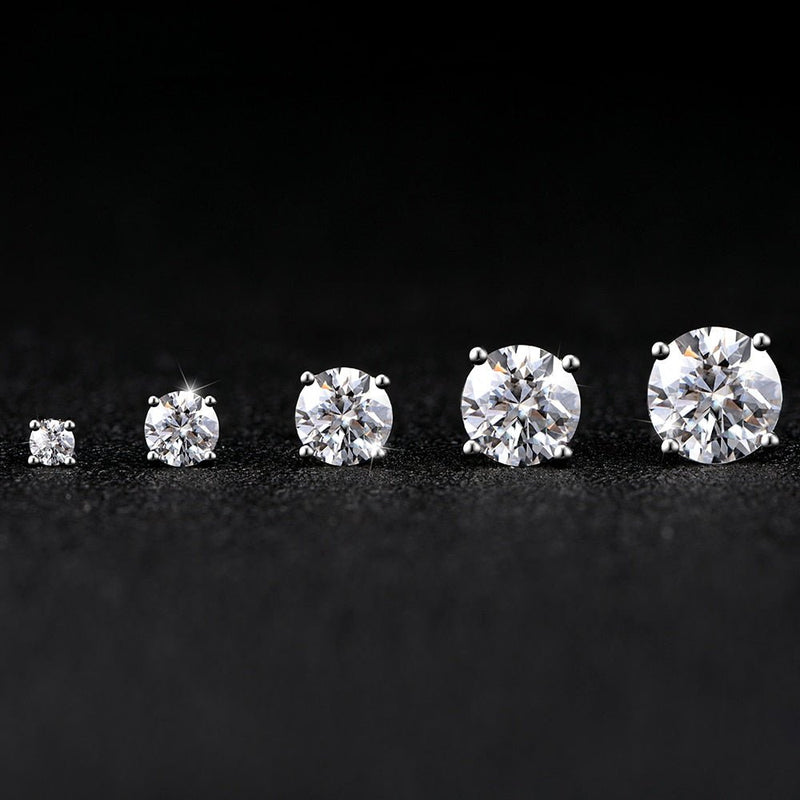 0.1-4ct Diamond Round Stud Earrings 18K x Moissanite - ICECI