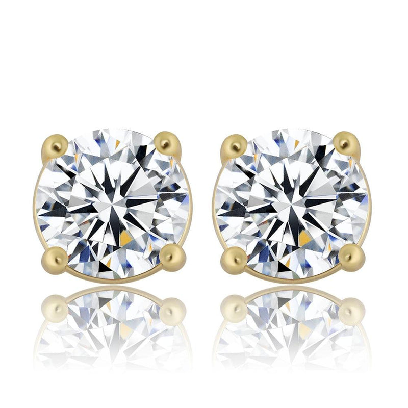 0.1-4ct Diamond Round Stud Earrings 18K x Moissanite - ICECI