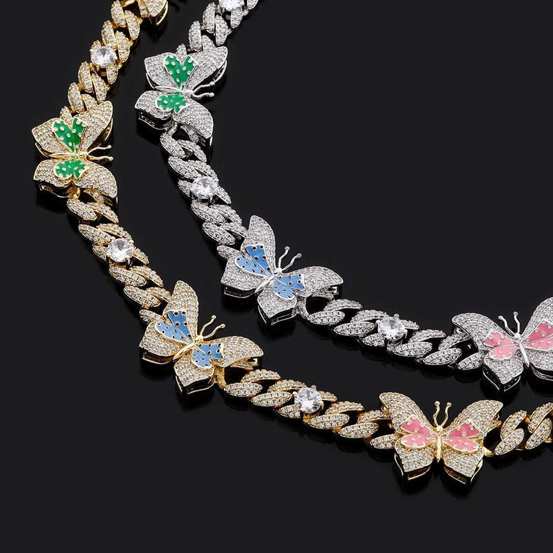 10MM BUTTERFLY EFFECT CUBAN NECKLACE 14K - ICECI