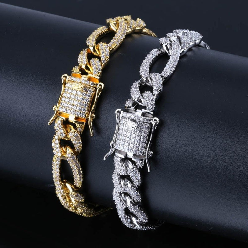 10MM FIGARO CUBAN LINK BRACELET 18K - ICECI