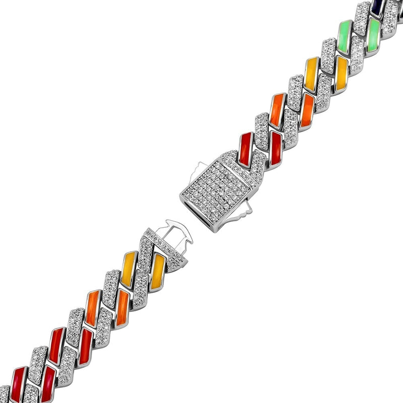 10mm Rainbow Diamond Prong Link Bracelet 14K - ICECI