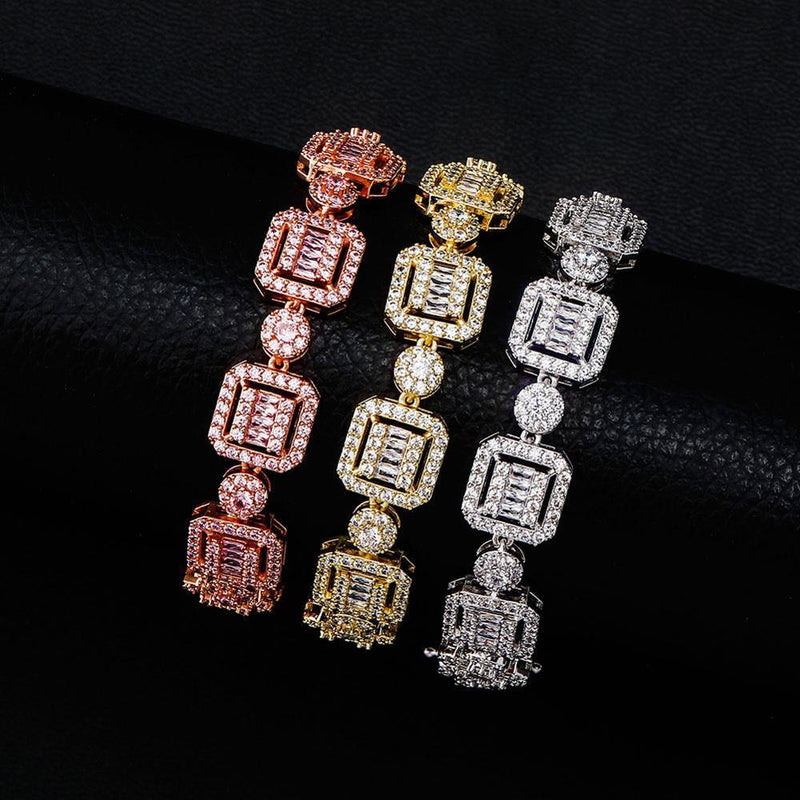 12MM BAGUETTE & ROUND BRACELET 14K - ICECI