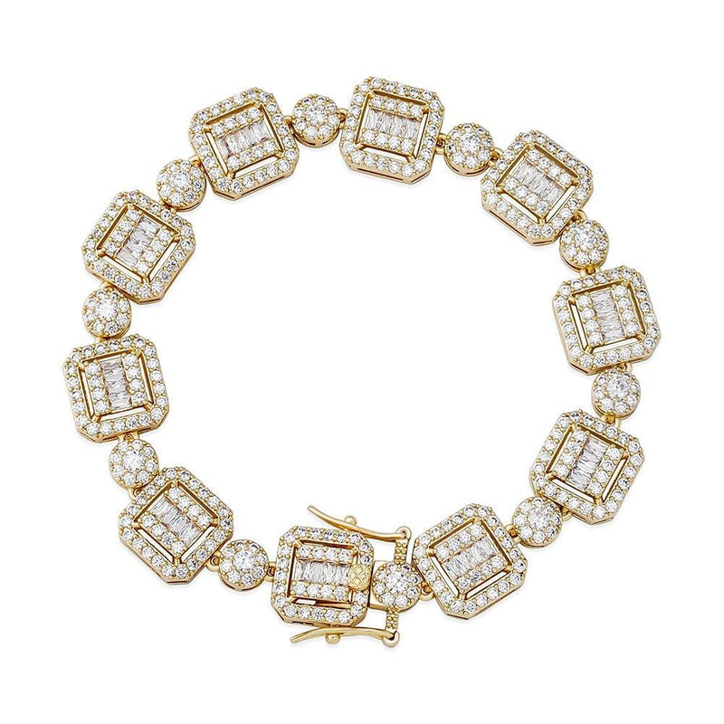 12MM BAGUETTE & ROUND BRACELET 14K - ICECI