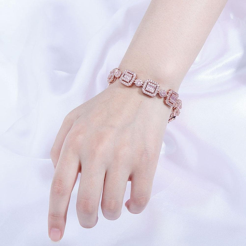 12MM BAGUETTE & ROUND BRACELET 14K - ICECI