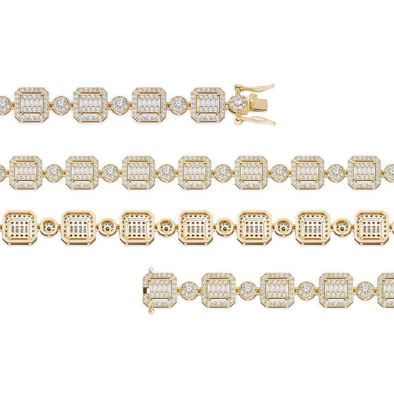 12MM BAGUETTE & ROUND BRACELET 14K - ICECI