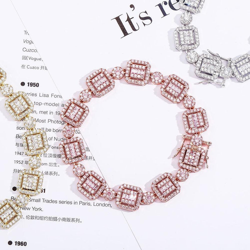 12MM BAGUETTE & ROUND BRACELET 14K - ICECI