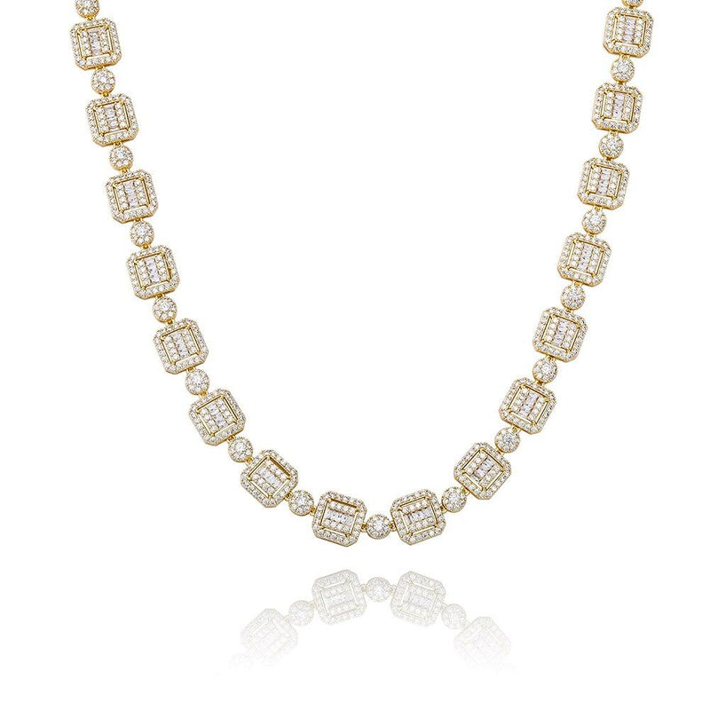 12MM BAGUETTE & ROUND CHAIN 14K - ICECI