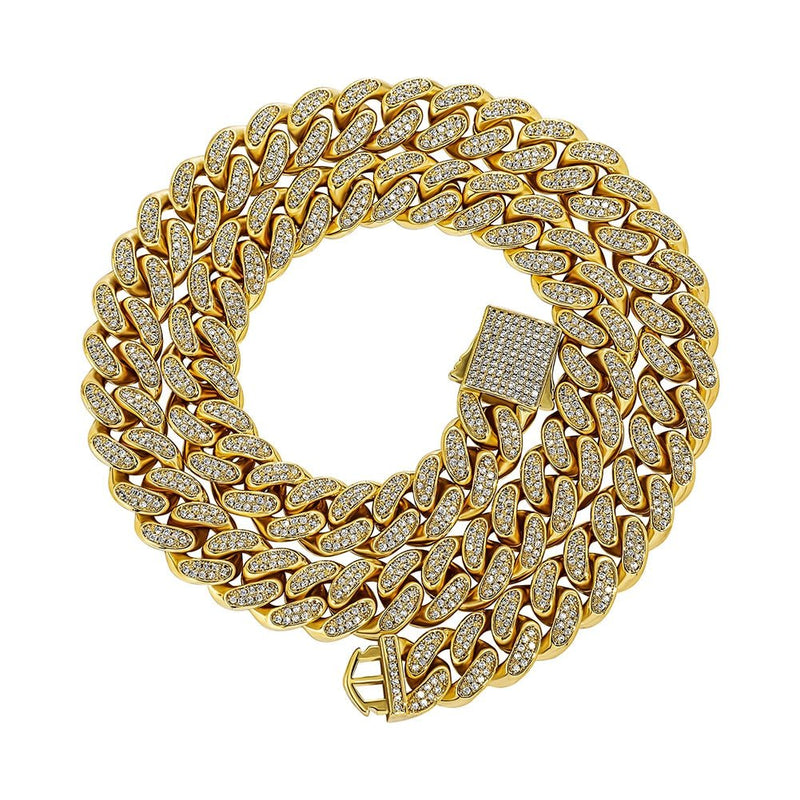 12mm Iced Cuban Chain + 12mm Iced Cuban Bracelet Bundle 14K - ICECI