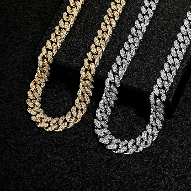 12mm Iced Cuban Chain + 12mm Iced Cuban Bracelet Bundle 14K - ICECI