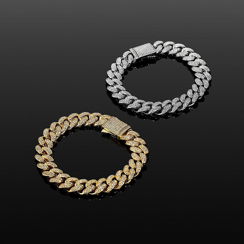 12mm Iced Cuban Chain + 12mm Iced Cuban Bracelet Bundle 14K - ICECI