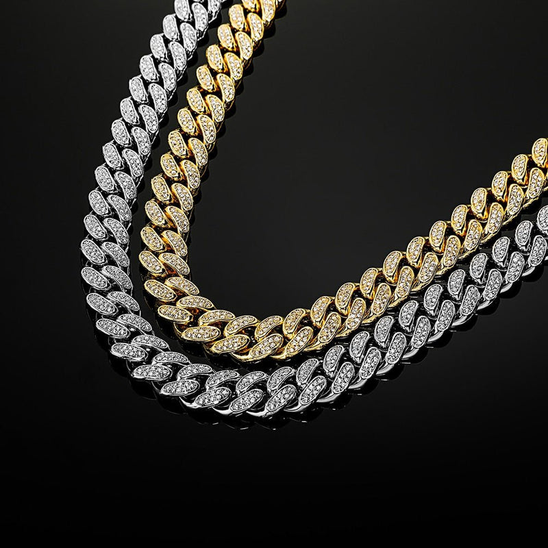 12mm Iced Cuban Chain + 12mm Iced Cuban Bracelet Bundle 14K - ICECI