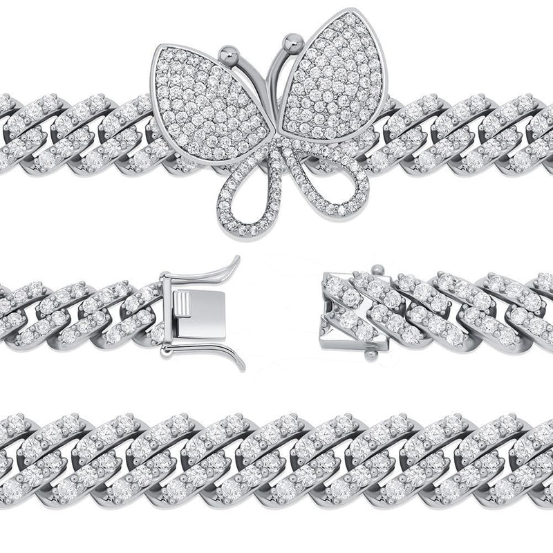 12MM ROTATABLE BUTTERFLY CUBAN BRACELET 14K - ICECI