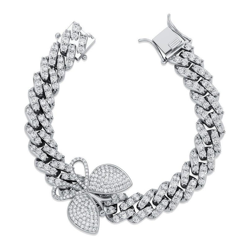 12MM ROTATABLE BUTTERFLY CUBAN BRACELET 14K - ICECI