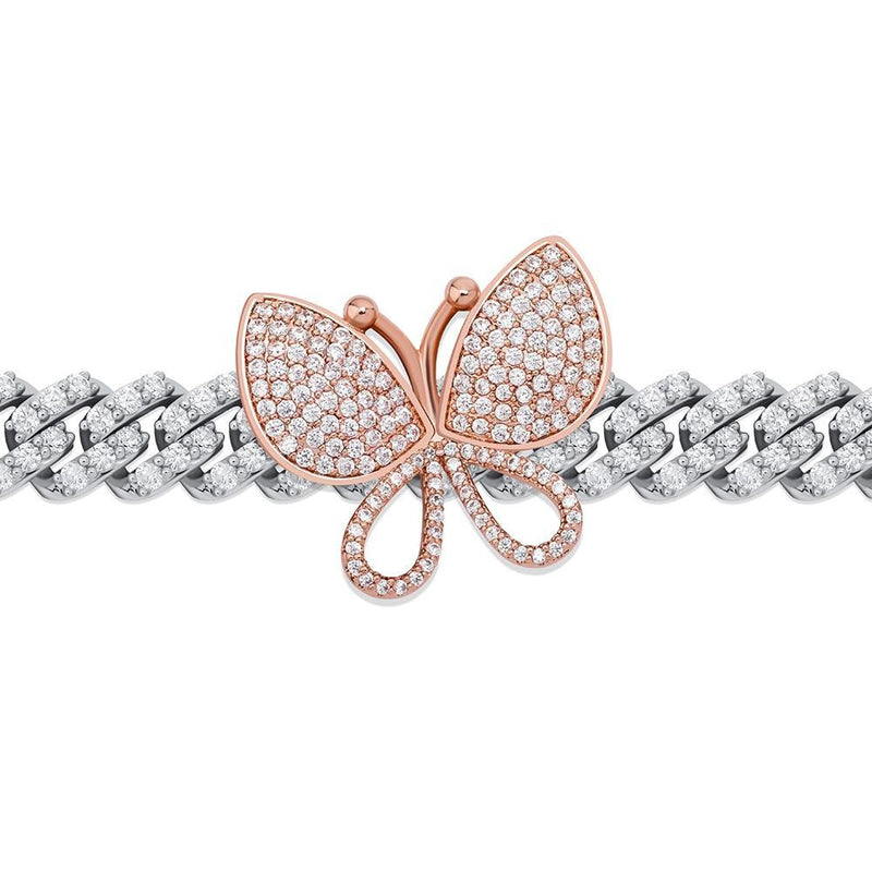 12MM ROTATABLE BUTTERFLY CUBAN BRACELET 14K - ICECI