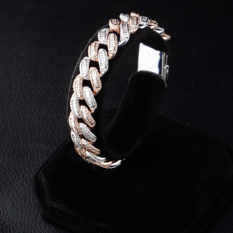 14MM BOX BAGUETTE CUBAN LINK BRACELET 18K - ICECI