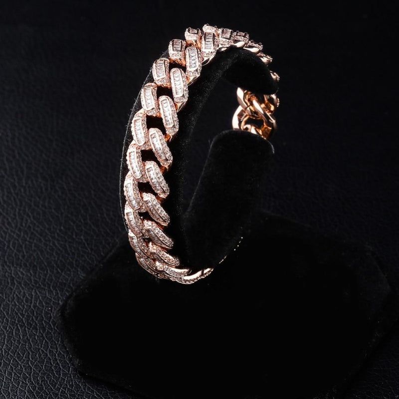 14MM BOX BAGUETTE CUBAN LINK BRACELET 18K - ICECI