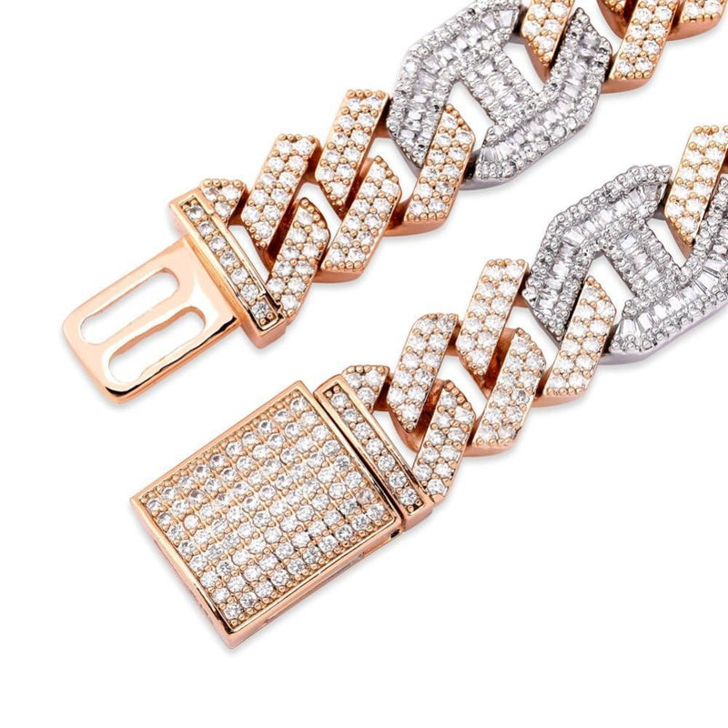 14MM PRONG BAGUETTE GUCCI CURB CHAIN 18K - ICECI
