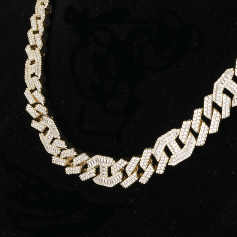 14MM PRONG BAGUETTE GUCCI CURB CHAIN 18K - ICECI
