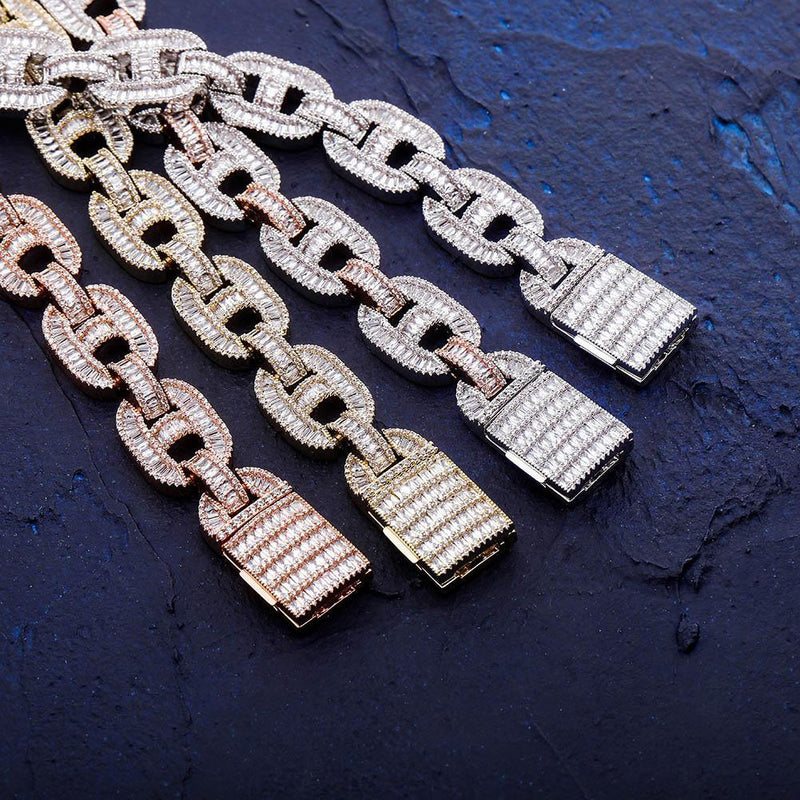 15MM BAGUETTE MARINER CHAIN 14K - ICECI