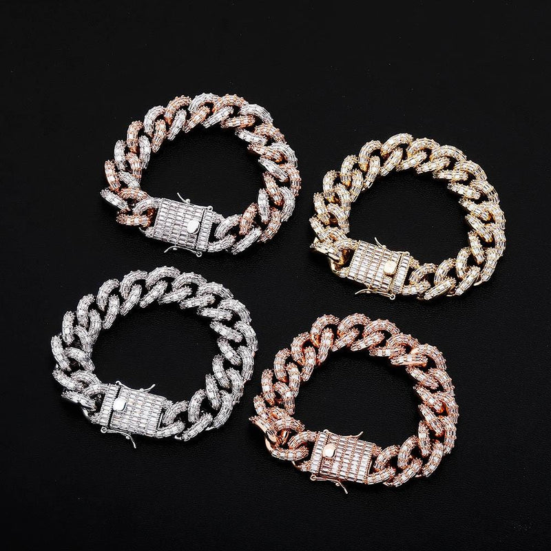 16MM BAGUETTE CUBAN LINK BRACELET 14K - ICECI