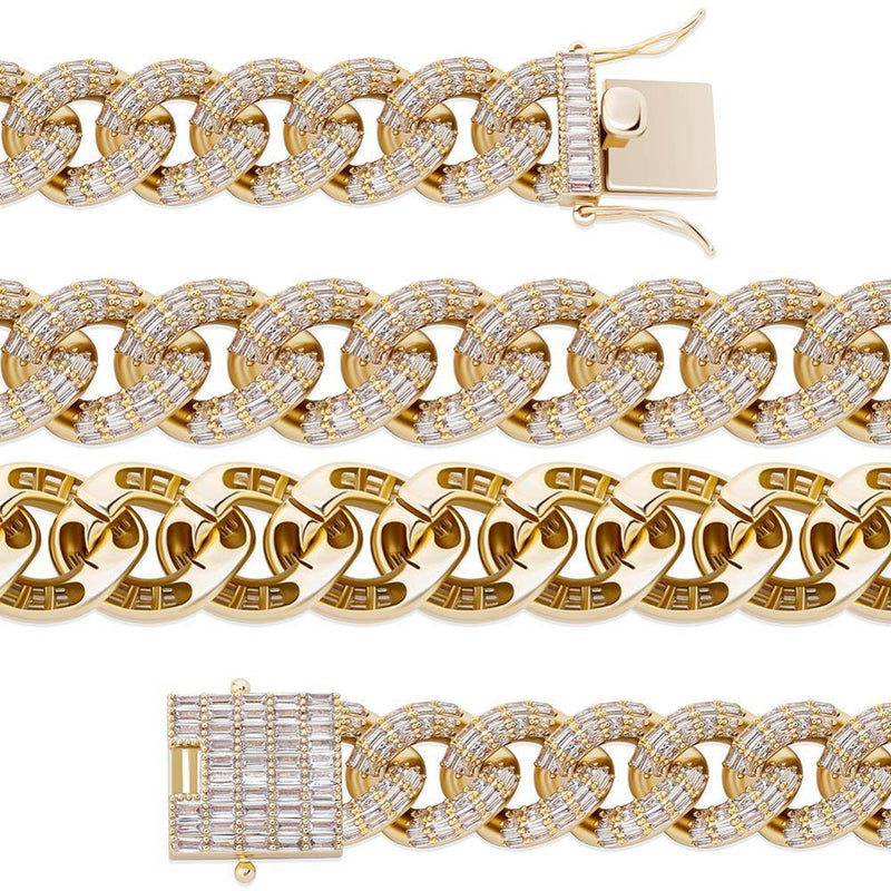 16MM BAGUETTE CUBAN LINK BRACELET 14K - ICECI