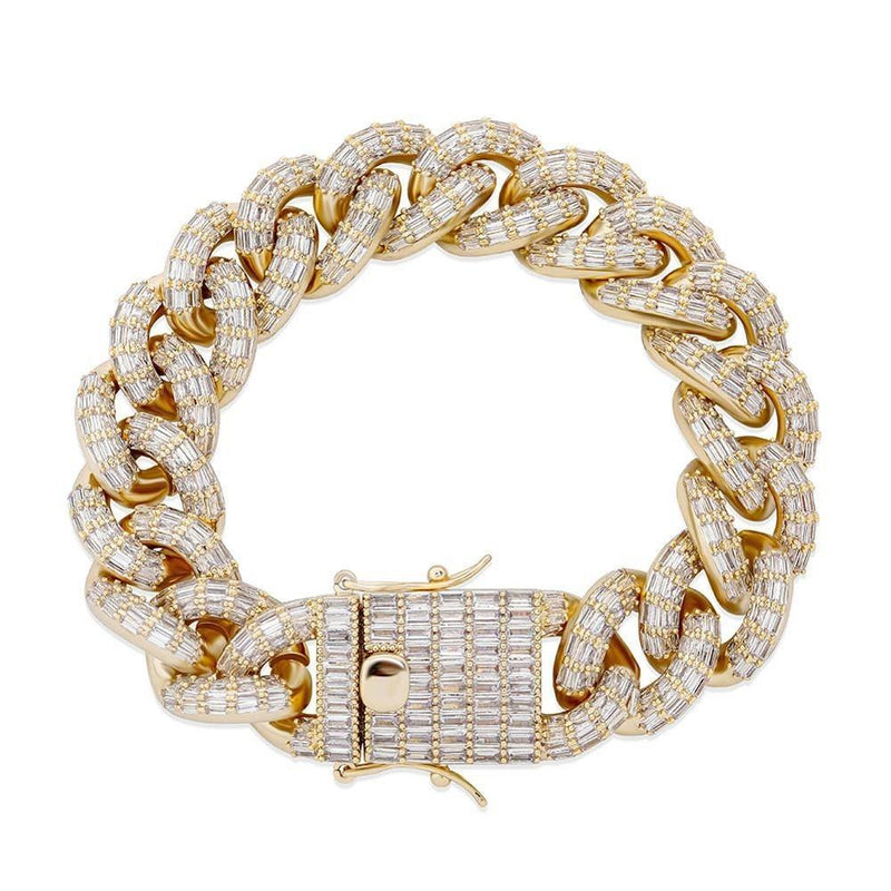 16mm Baguette Cuban Link Bracelet 14K ICECI