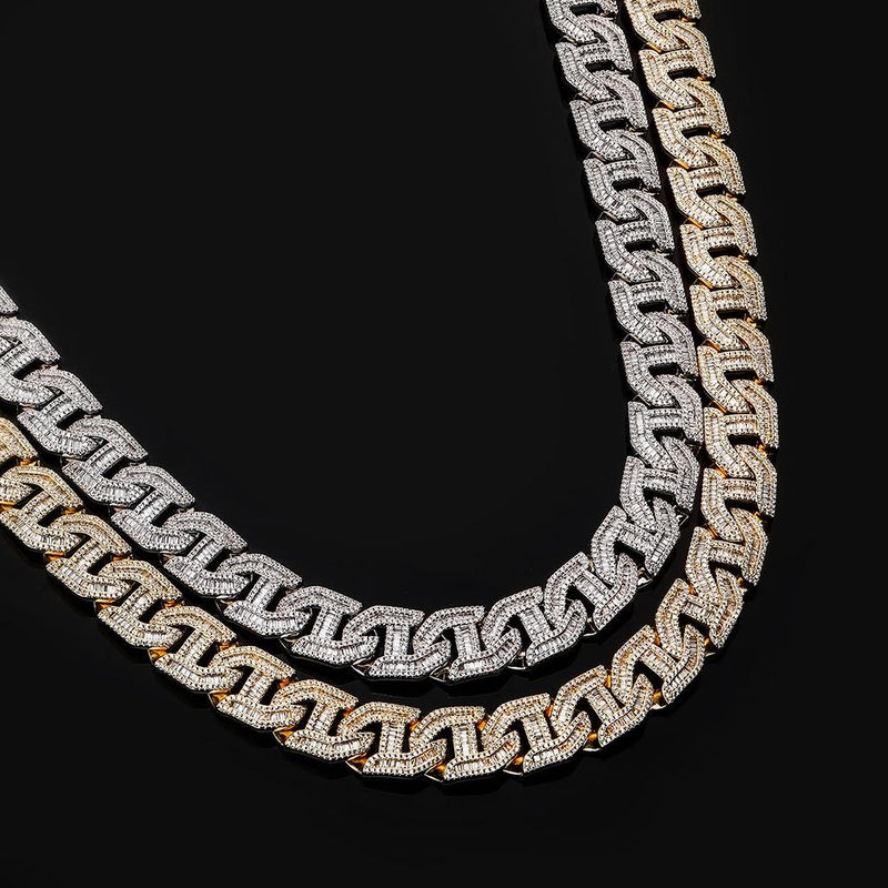 16MM BAGUETTE LINK CHAIN 14K - ICECI