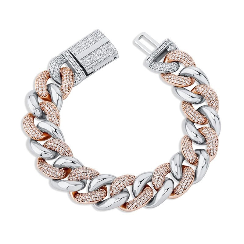 16mm Half Iced Miami Cuban Bracelet 14K - ICECI