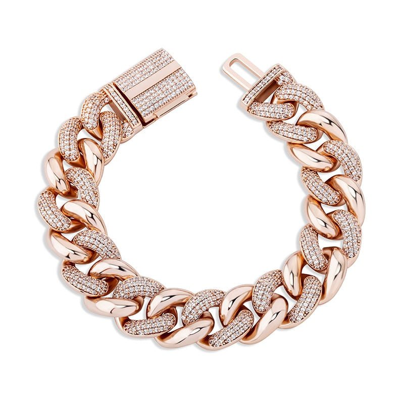 16mm Half Iced Miami Cuban Bracelet 14K - ICECI