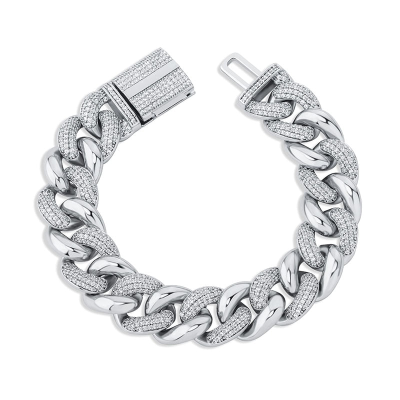 16mm Half Iced Miami Cuban Bracelet 14K - ICECI