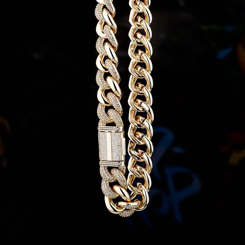 16mm Half Iced Miami Cuban Chain 14K - ICECI