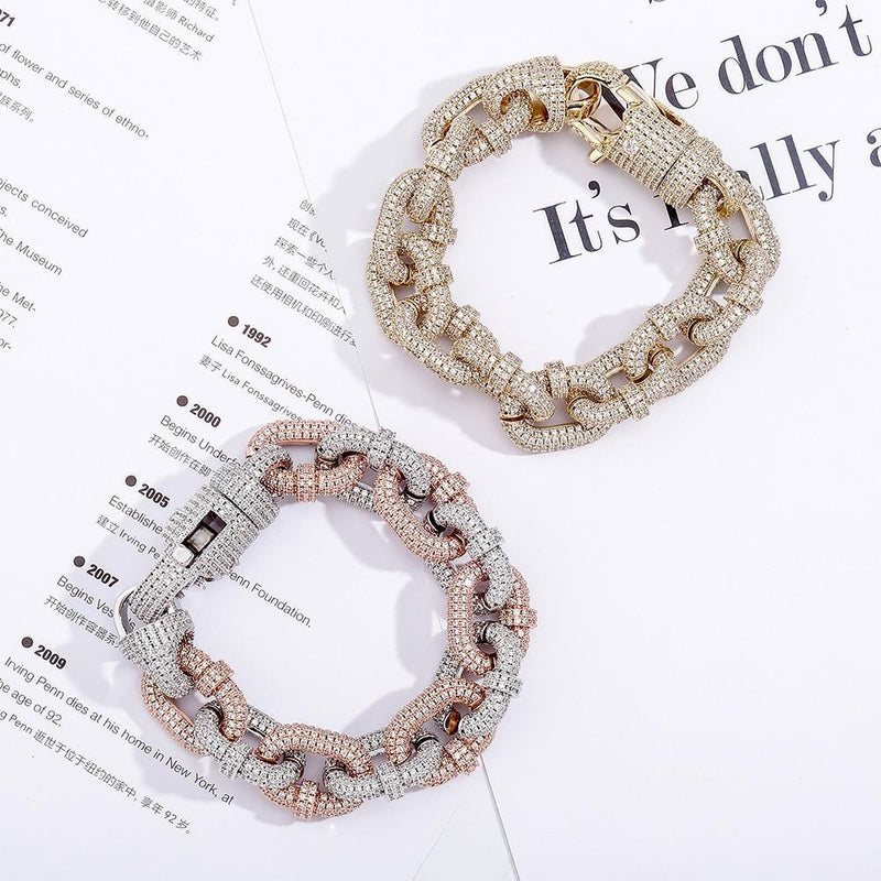 17MM CARABINER CLIP BRACELET 14K - ICECI