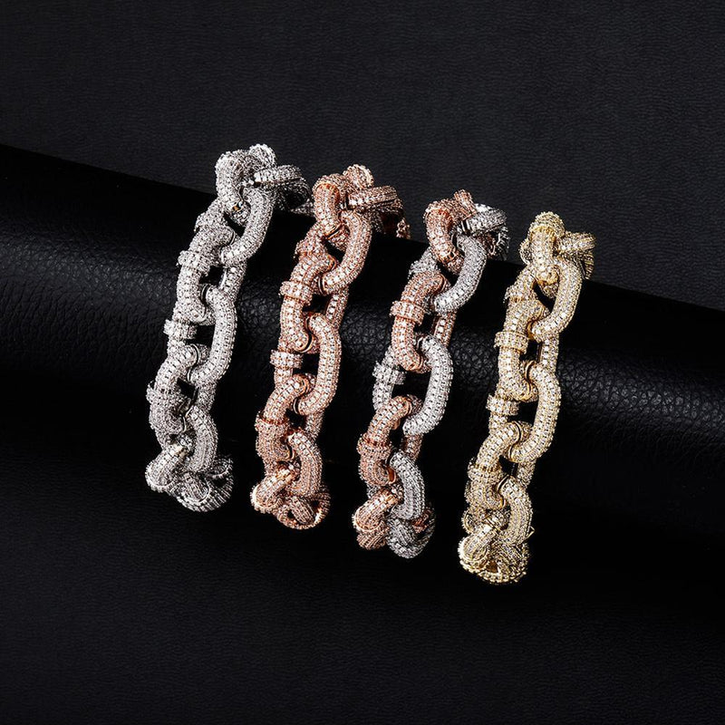 17MM CARABINER CLIP BRACELET 14K - ICECI