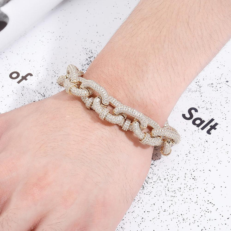 17MM CARABINER CLIP BRACELET 14K - ICECI