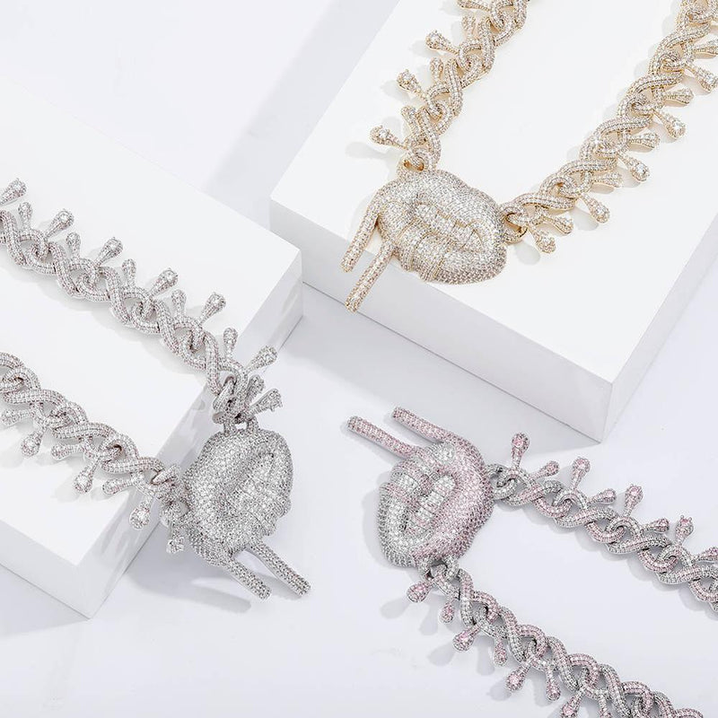 22MM INFINITY DRIP LIP CHAIN 14K - ICECI