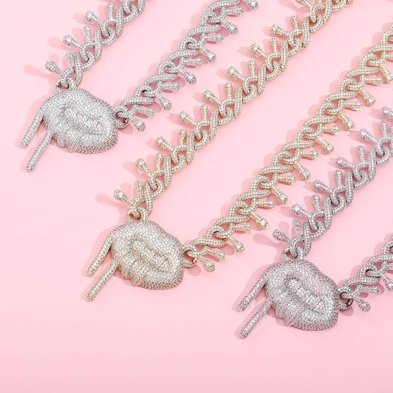 22MM INFINITY DRIP LIP CHAIN 14K - ICECI