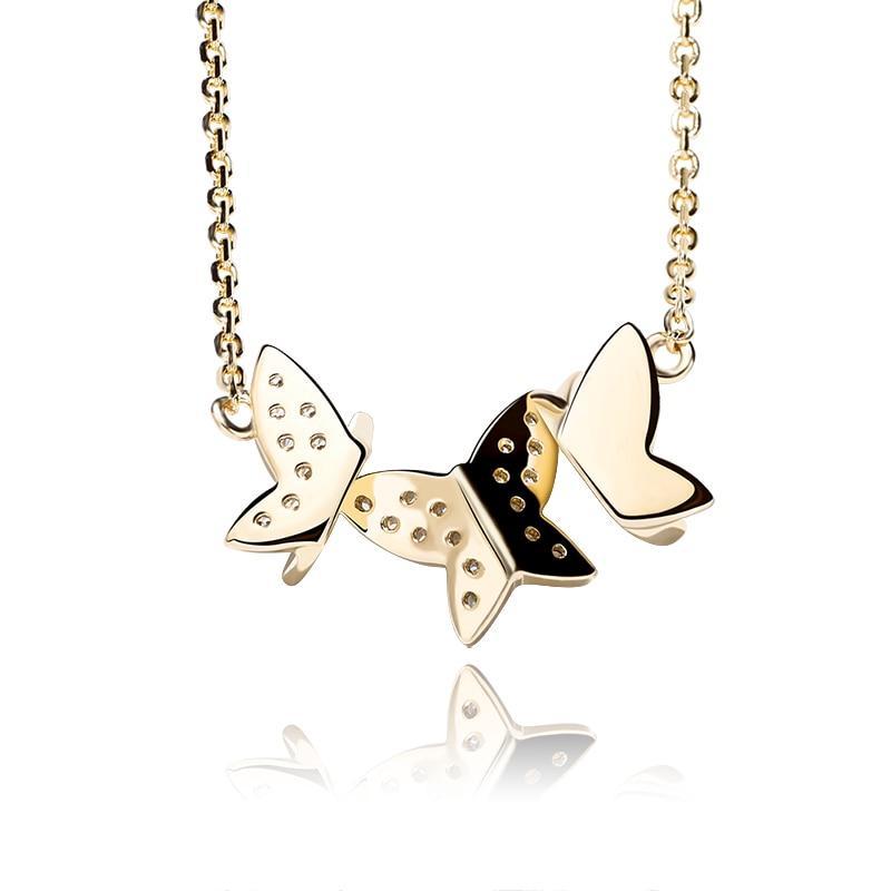 3 BUTTERFLY PENDANT 14K X STERLING SILVER - ICECI