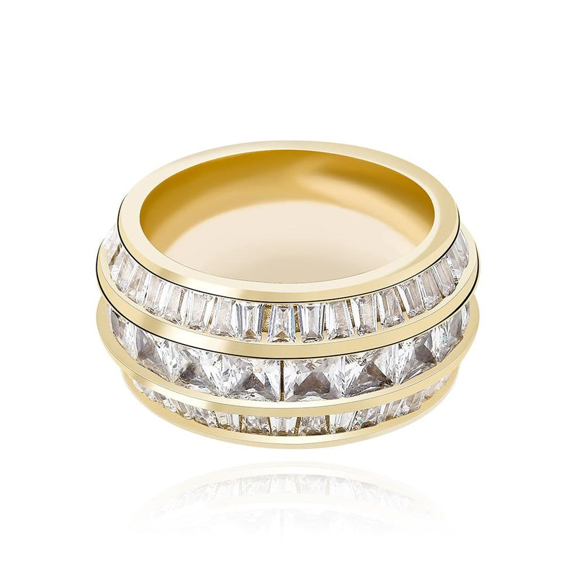 3 ROW BAGUETTE RING 14K - ICECI