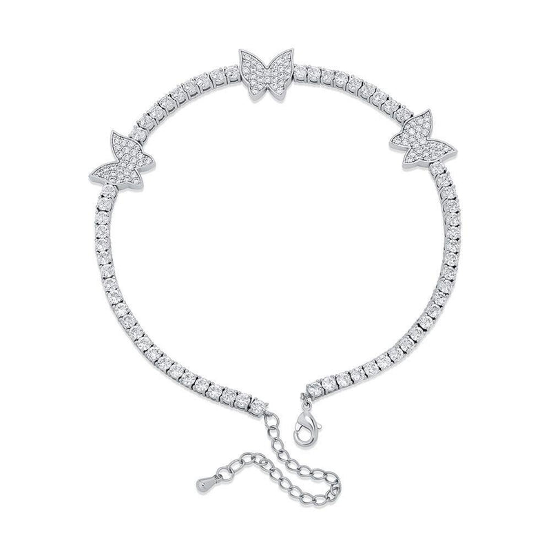 3MM BUTTERFLY TENNIS ANKLET 14K - ICECI