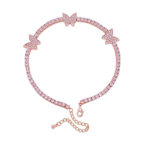 3MM BUTTERFLY TENNIS ANKLET 14K - ICECI