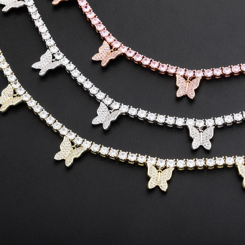 4MM CHOKER BUTTERFLY TENNIS NECKLACE 14K - ICECI