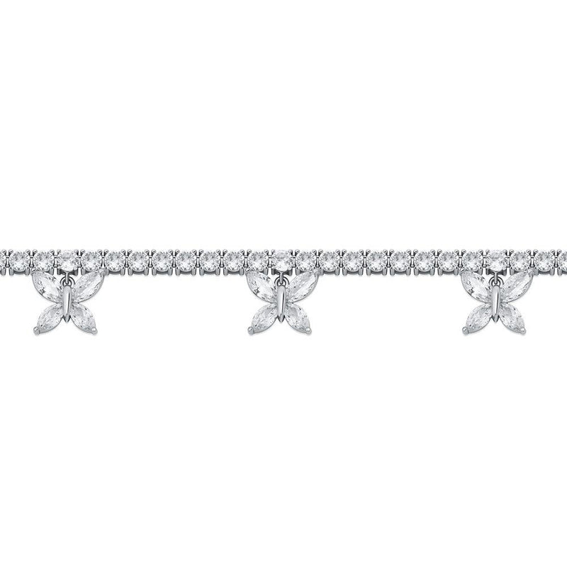 5MM CHOKER BUTTERFLY TENNIS NECKLACE 14K - ICECI