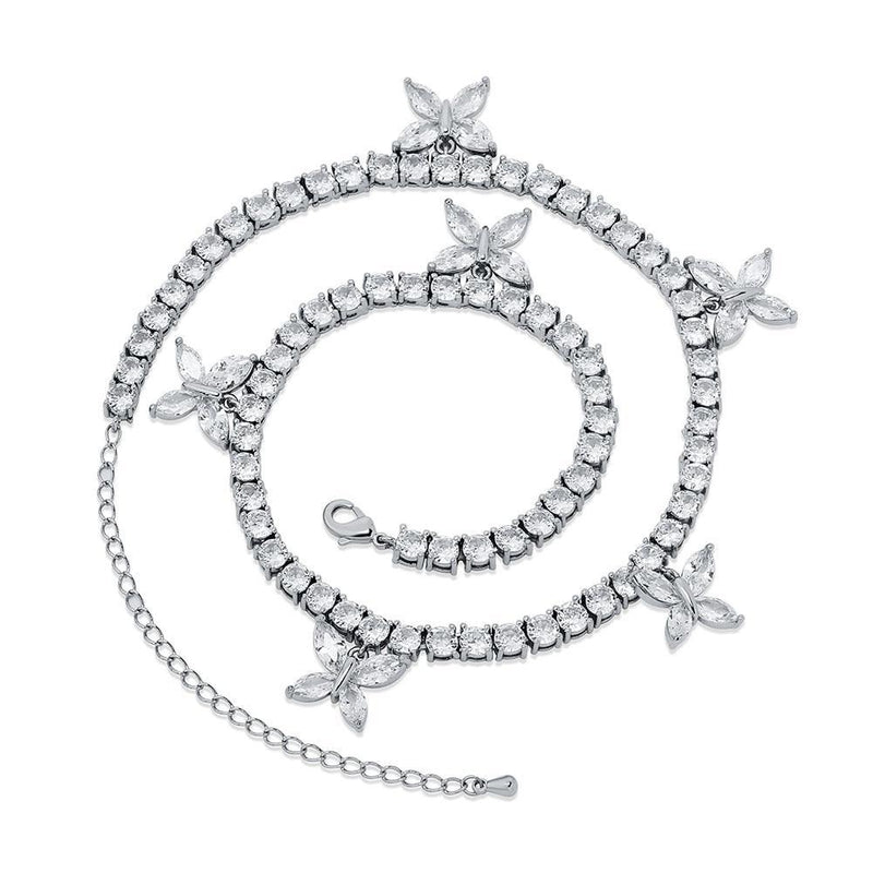 5MM CHOKER BUTTERFLY TENNIS NECKLACE 14K - ICECI