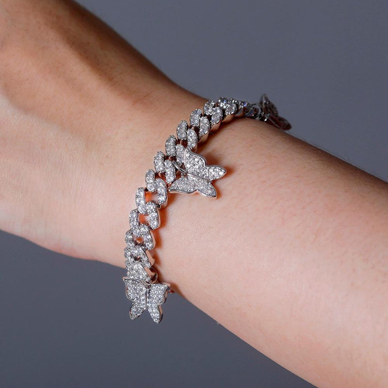 8MM BABY BUTTERFLY CUBAN BRACELET 14K - ICECI