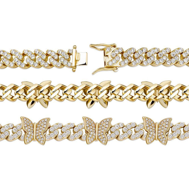 8MM BUTTERFLY CUBAN ANKLET 14K - ICECI